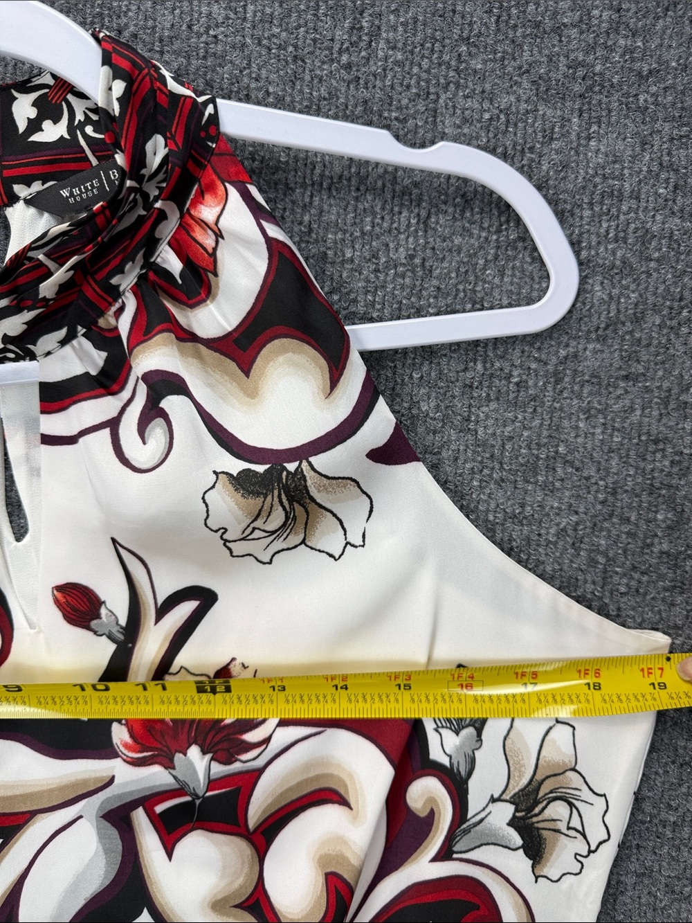White House Black Market Sleeveless Halter Blouse Red White Black Medium NWOT - Picture 7 of 9